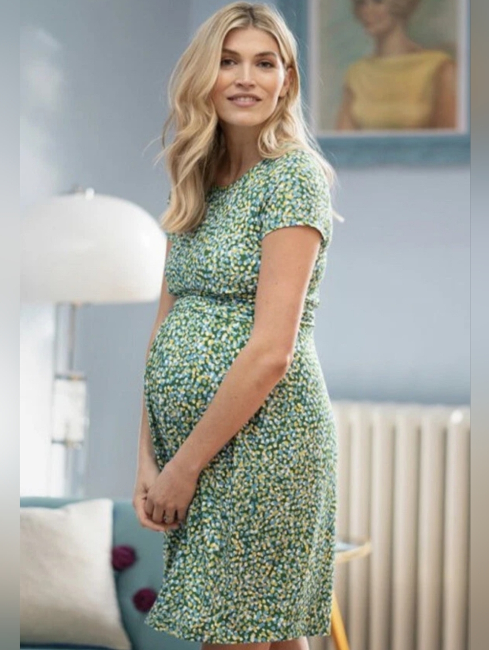 Seraphine Maternity & Nursing Jersey Polka Dot Dress green